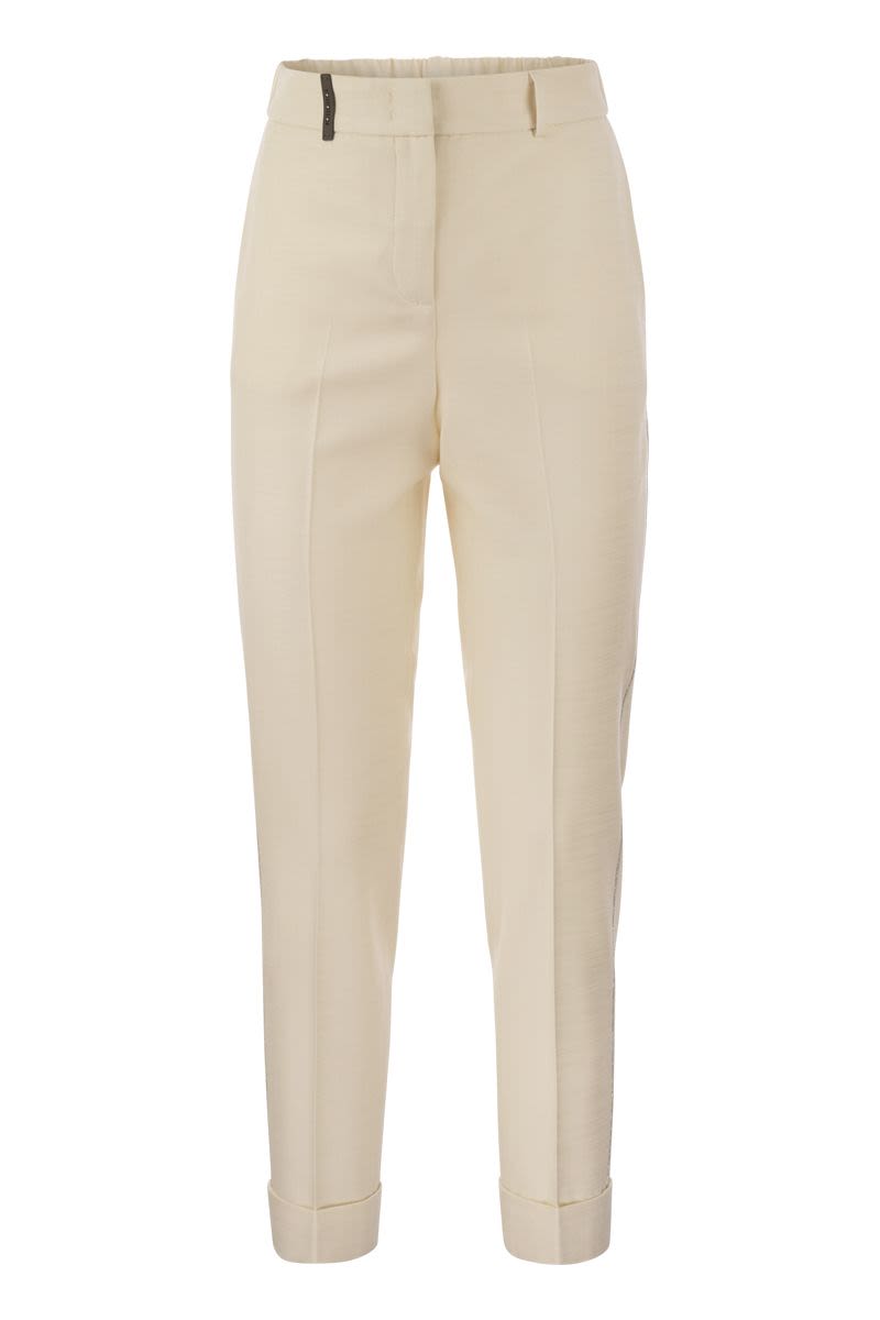 Stretch viscose blend canvas trousers