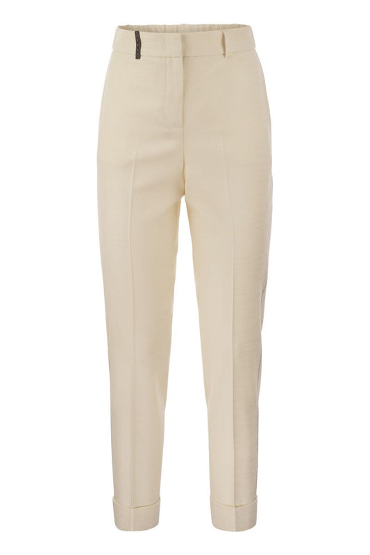 Stretch viscose blend canvas trousers