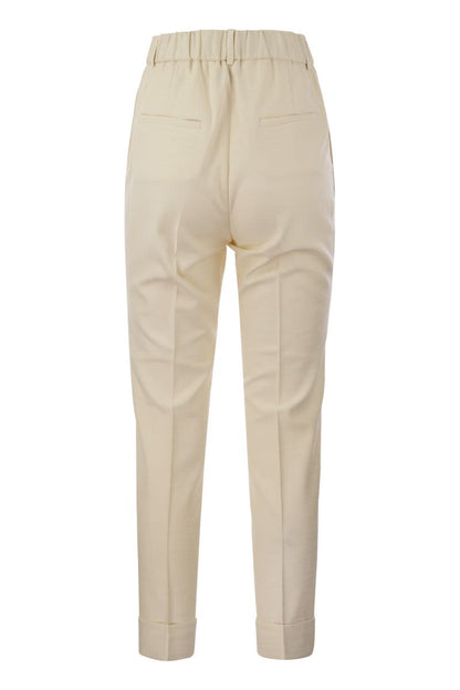 Stretch viscose blend canvas trousers