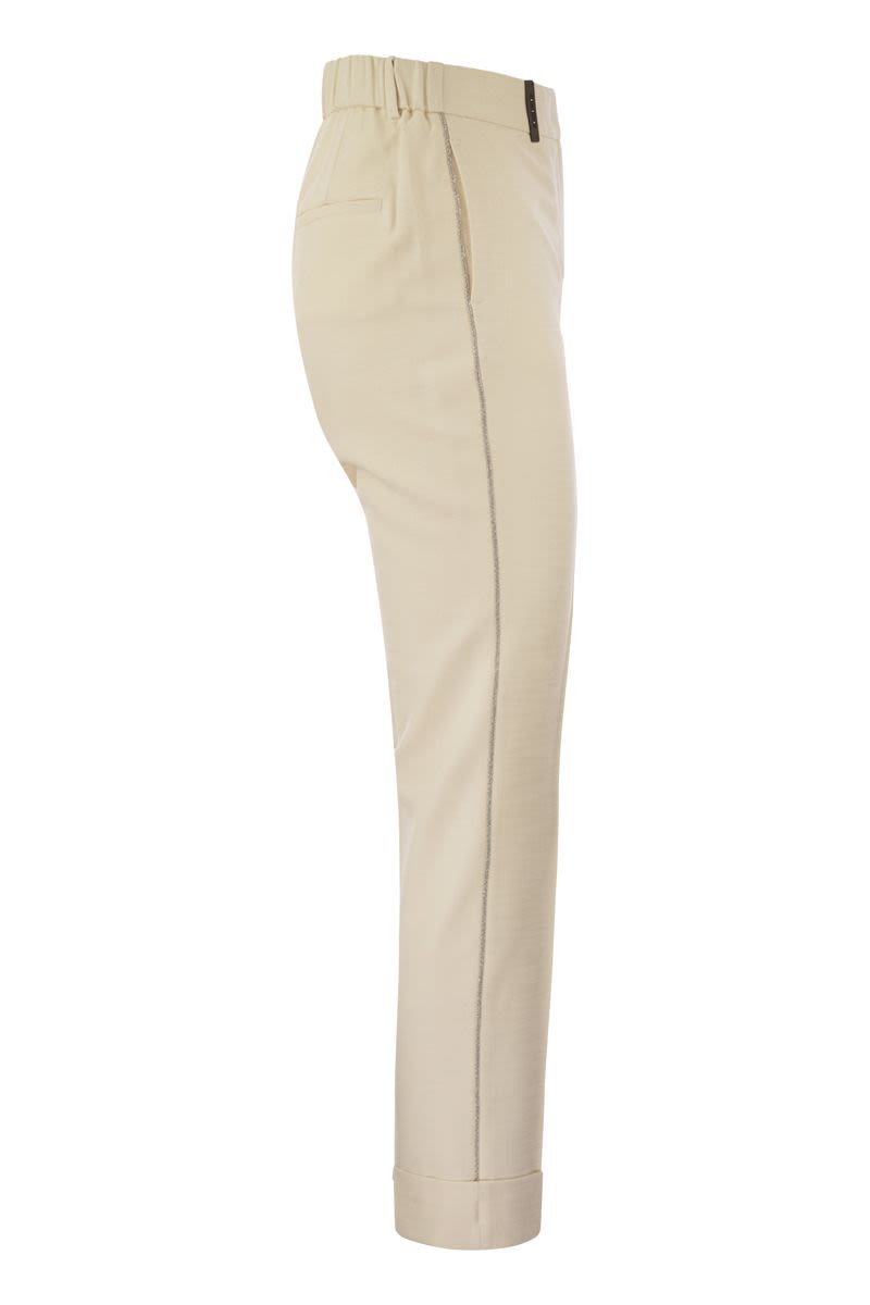 Stretch viscose blend canvas trousers