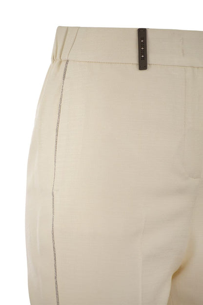 Stretch viscose blend canvas trousers