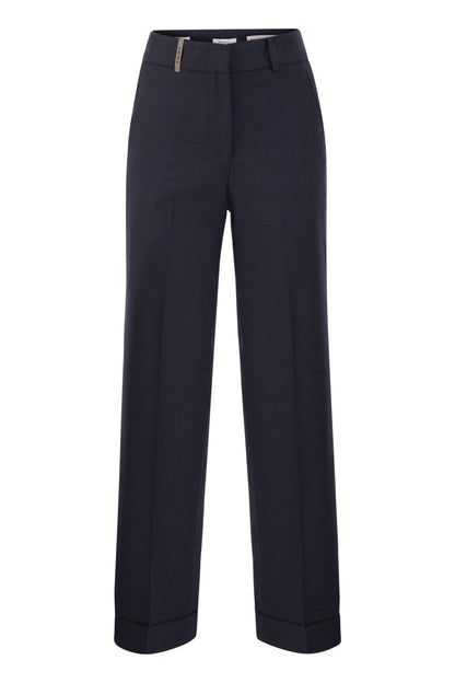 Stretch viscose-blend canvas trousers