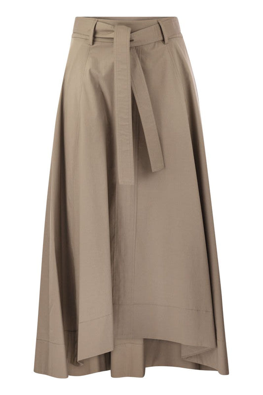 Long skirt in lightweight stretch cotton satin