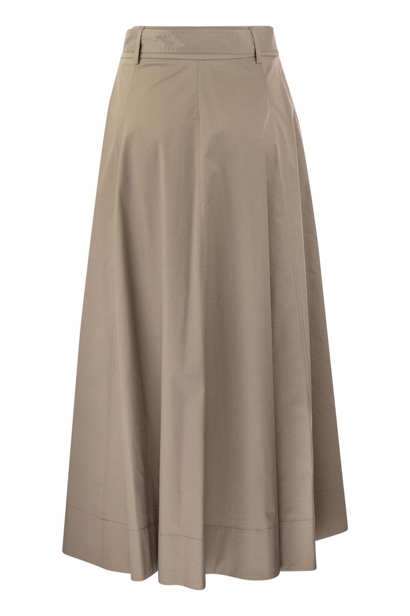 Long skirt in lightweight stretch cotton satin