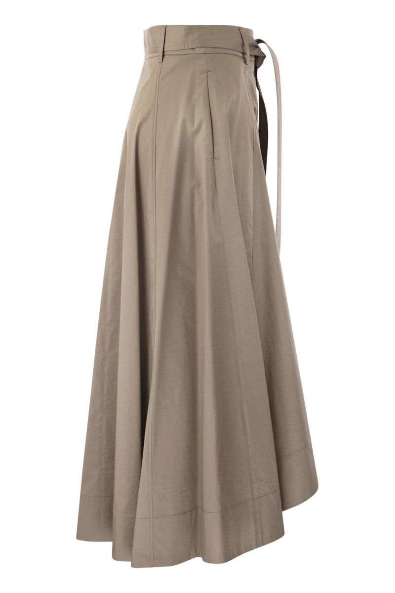 Long skirt in lightweight stretch cotton satin