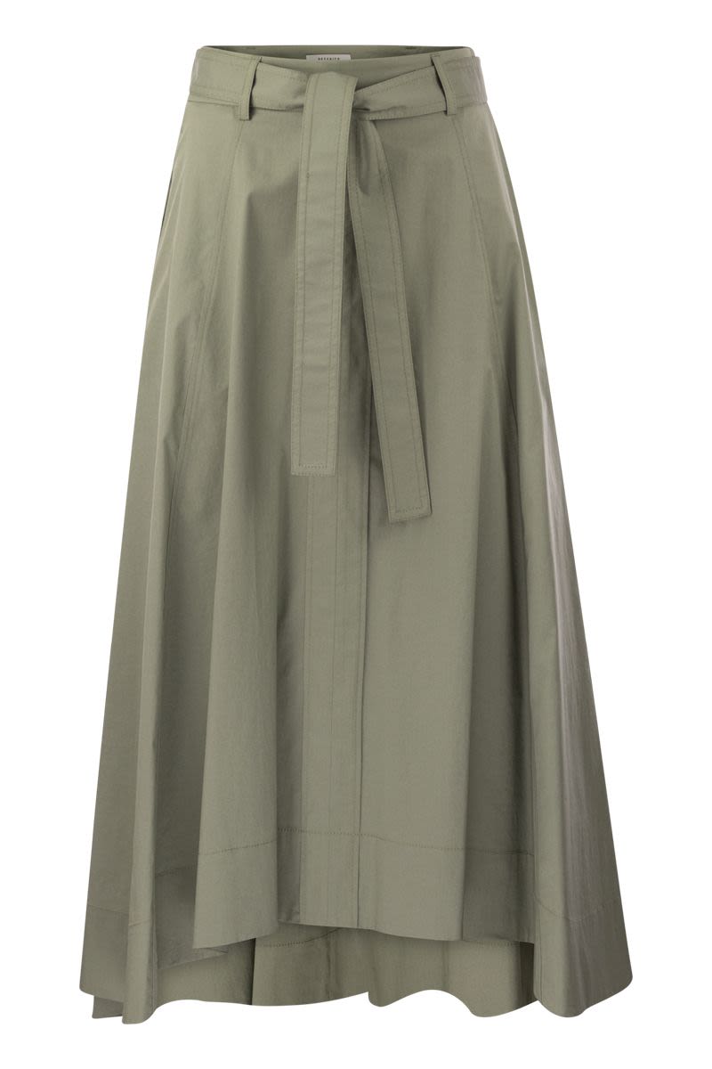 Long skirt in lightweight stretch cotton satin