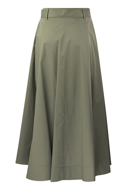 Long skirt in lightweight stretch cotton satin