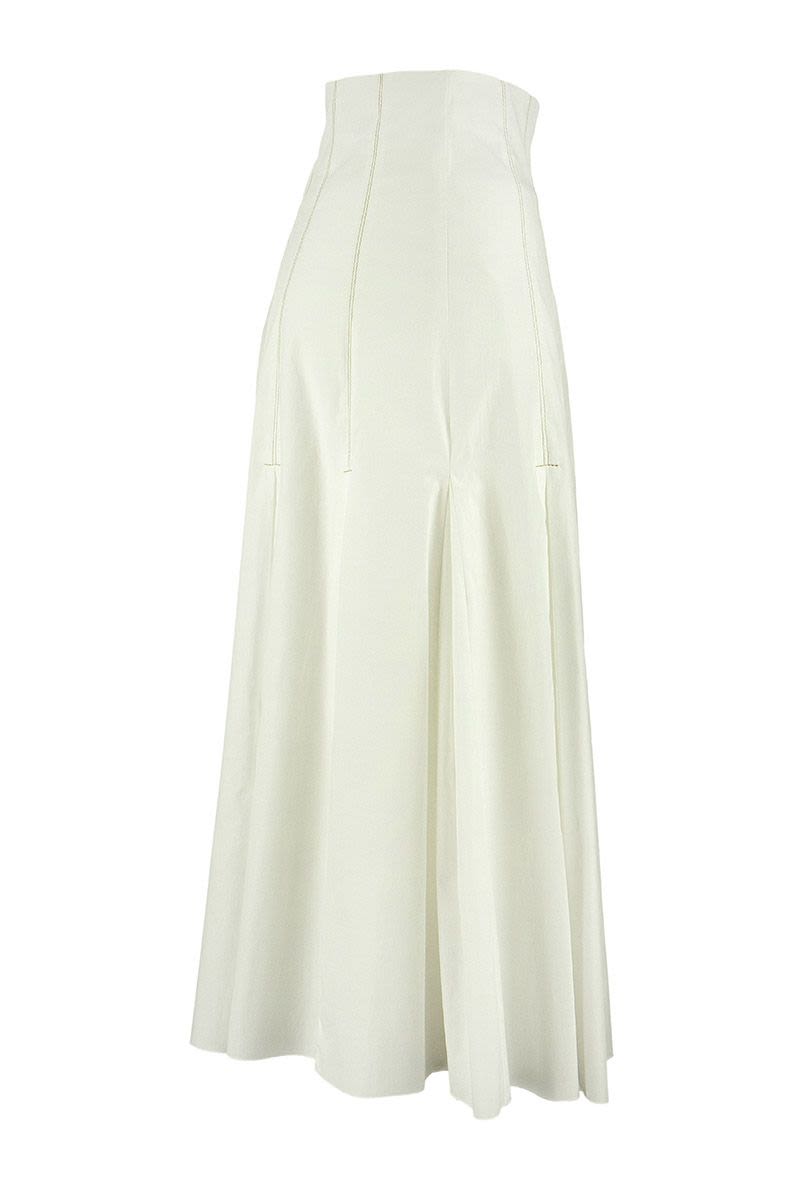 Slightly stretch cotton satin midi skirt - VOGUERINI