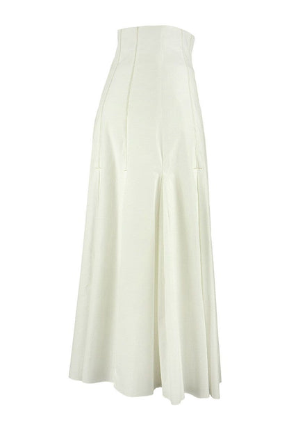 Slightly stretch cotton satin midi skirt - VOGUERINI