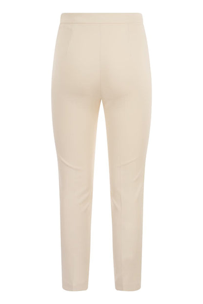 Straight crepe trousers with logo plaques - VOGUERINI