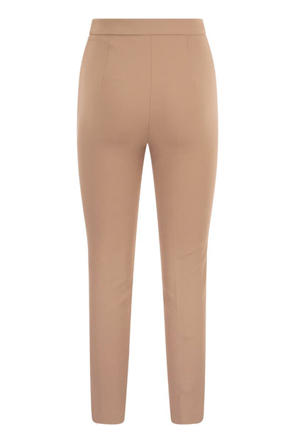 Straight crepe trousers with logo plaques - VOGUERINI
