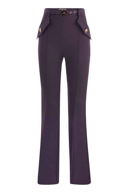 Pocketed crepe palazzo trousers - VOGUERINI