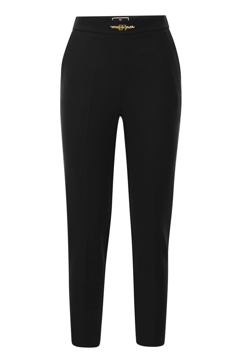 Stretch crepe straight trousers with horsebit - VOGUERINI