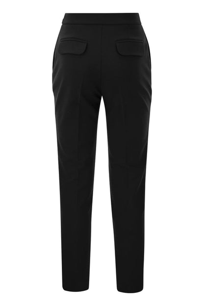 Stretch crepe straight trousers with horsebit - VOGUERINI