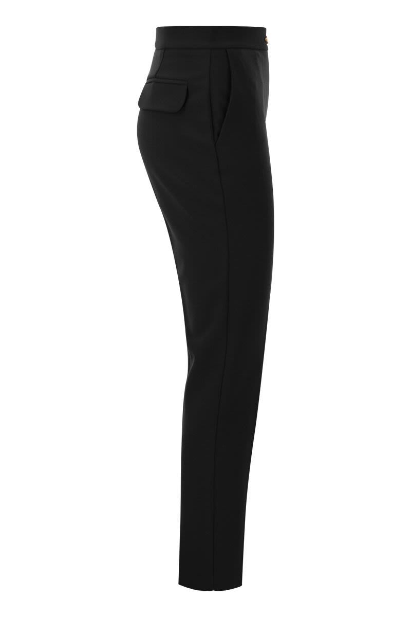 Stretch crepe straight trousers with horsebit - VOGUERINI