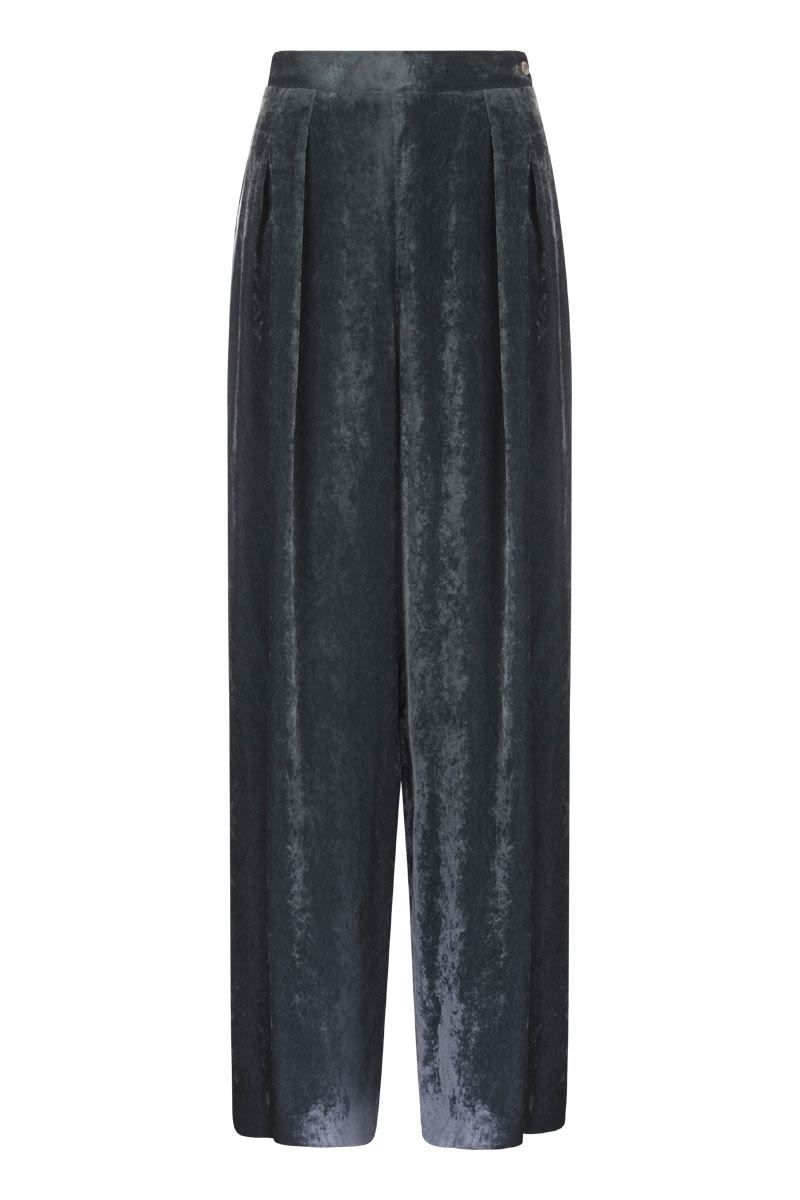 Viscose Velvet Loose Trousers - VOGUERINI