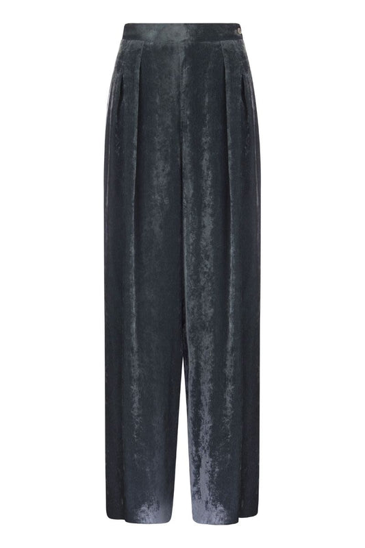 Viscose Velvet Loose Trousers - VOGUERINI