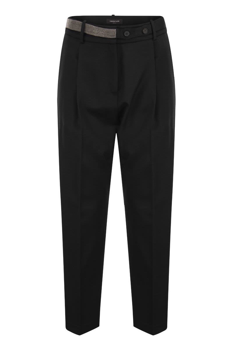 Virgin wool trousers with luminous detail - VOGUERINI