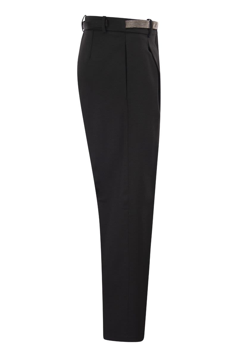 Virgin wool trousers with luminous detail - VOGUERINI