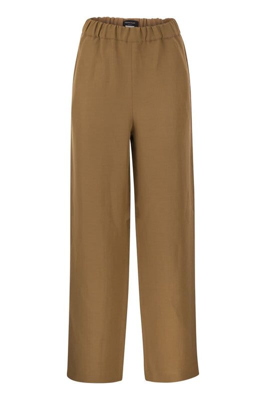 Viscose and linen jogging trousers - VOGUERINI