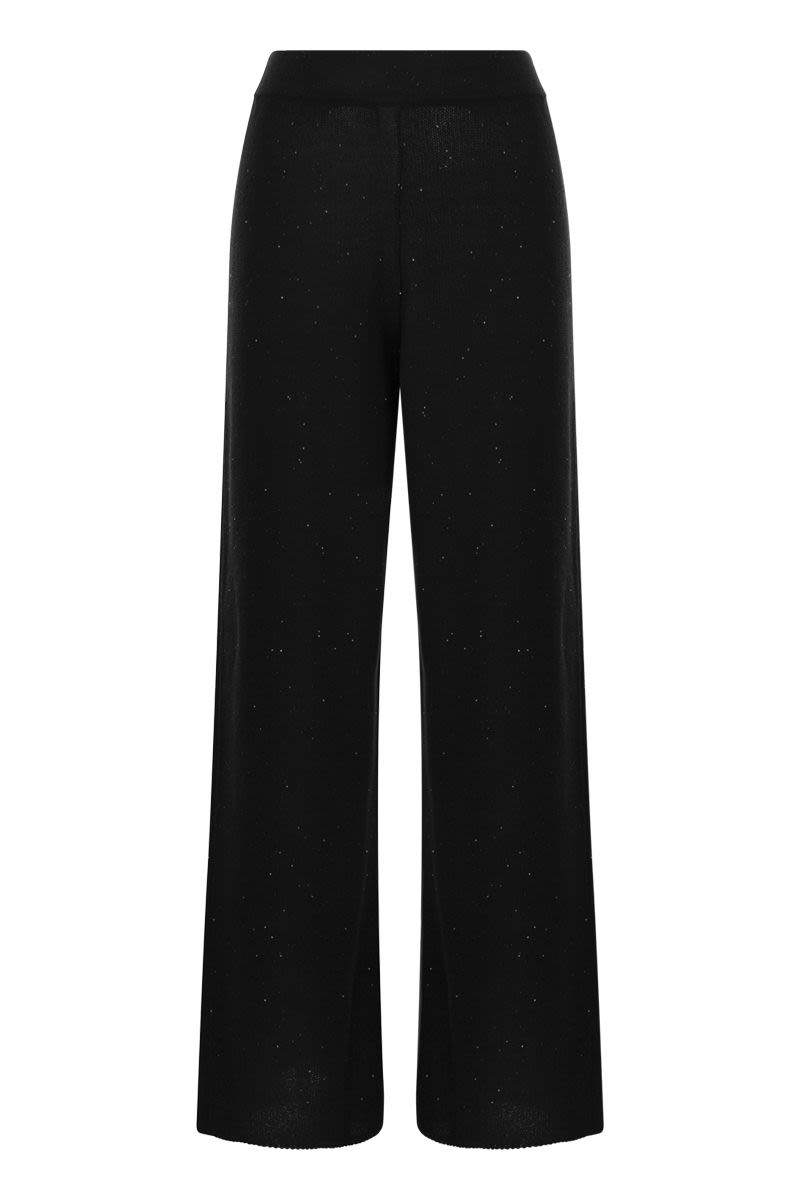 Cotton and linen trousers with micro sequins - VOGUERINI