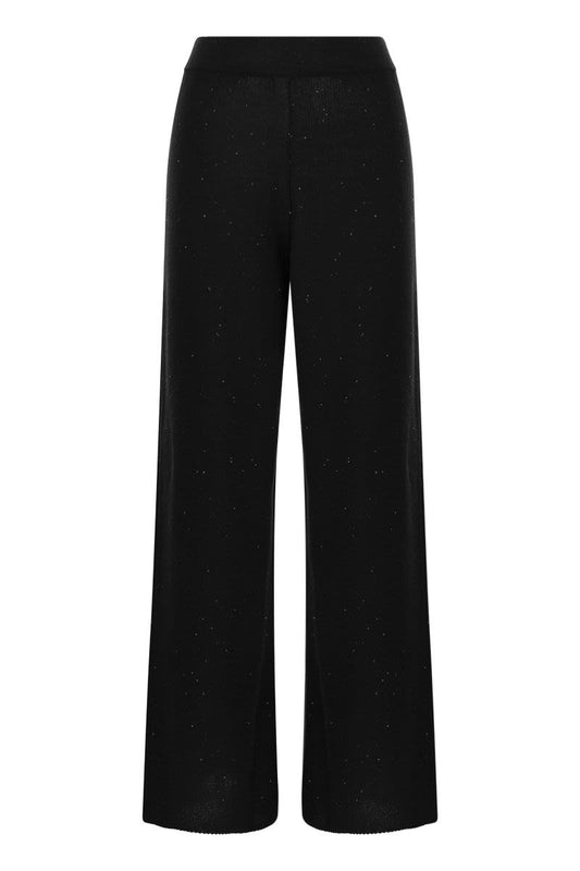 Cotton and linen trousers with micro sequins - VOGUERINI