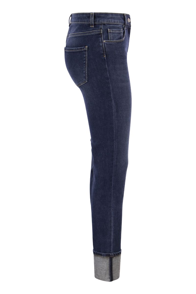 Stretch denim trousers with turn-ups - VOGUERINI