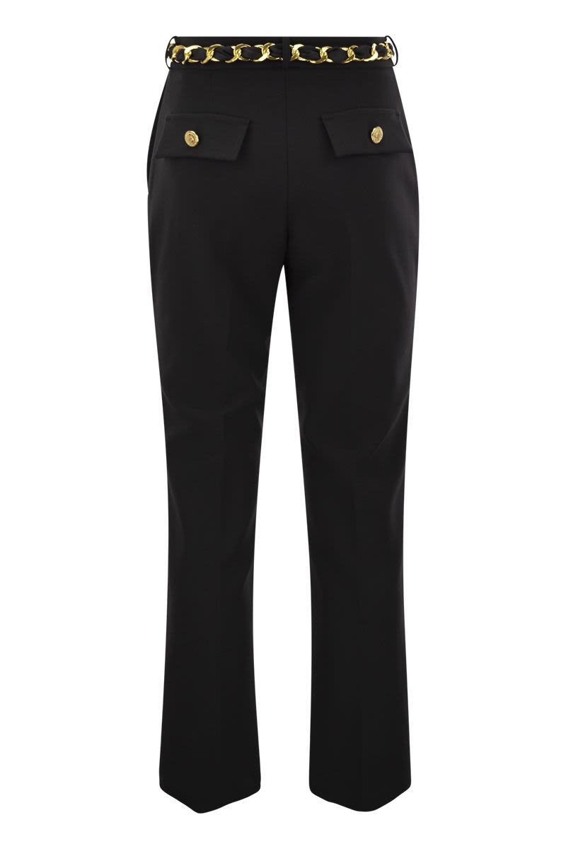 Stretch crepe trousers with foulard belt - VOGUERINI