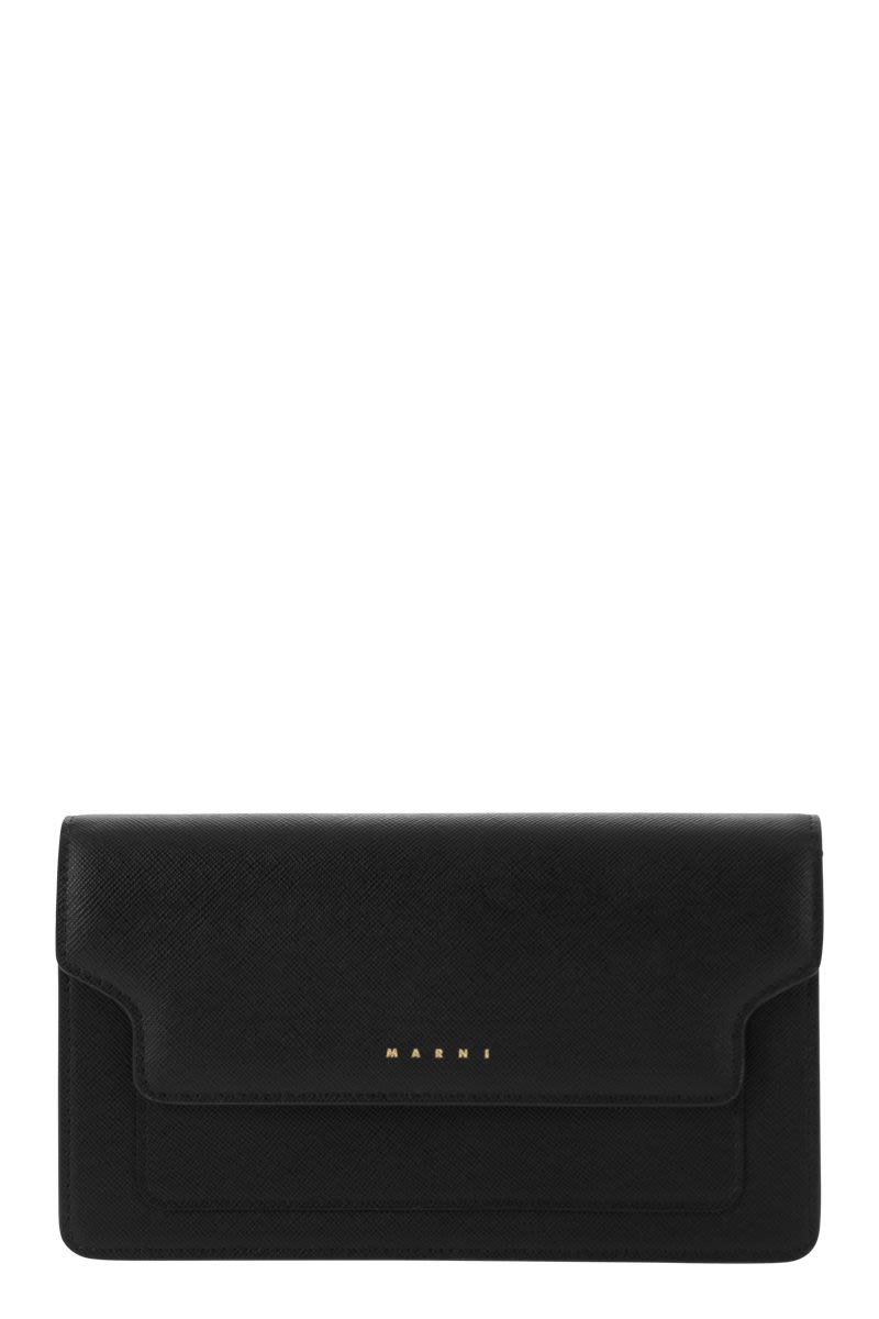 Saffiano leather wallet with detachable shoulder strap - VOGUERINI