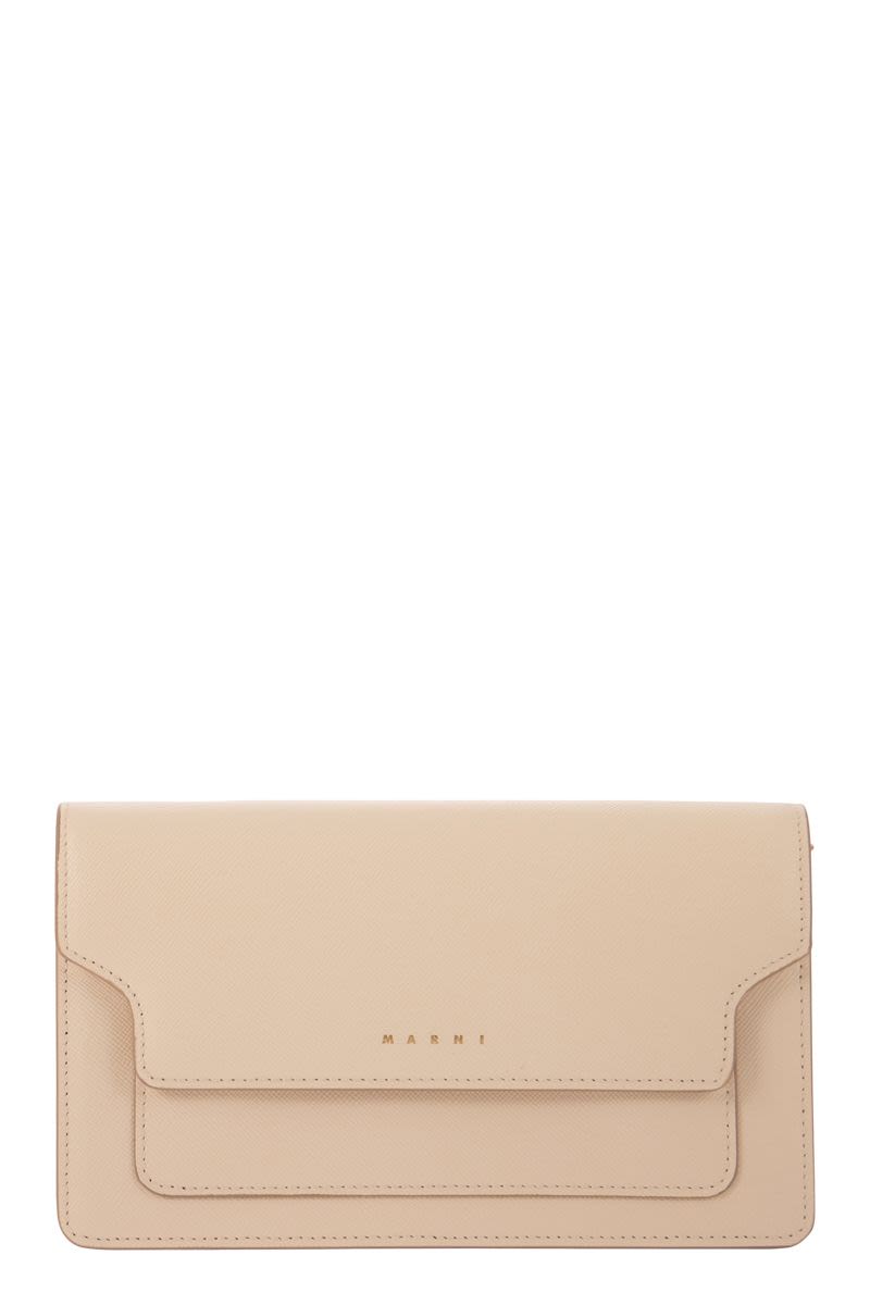 Saffiano leather wallet with detachable shoulder strap - VOGUERINI