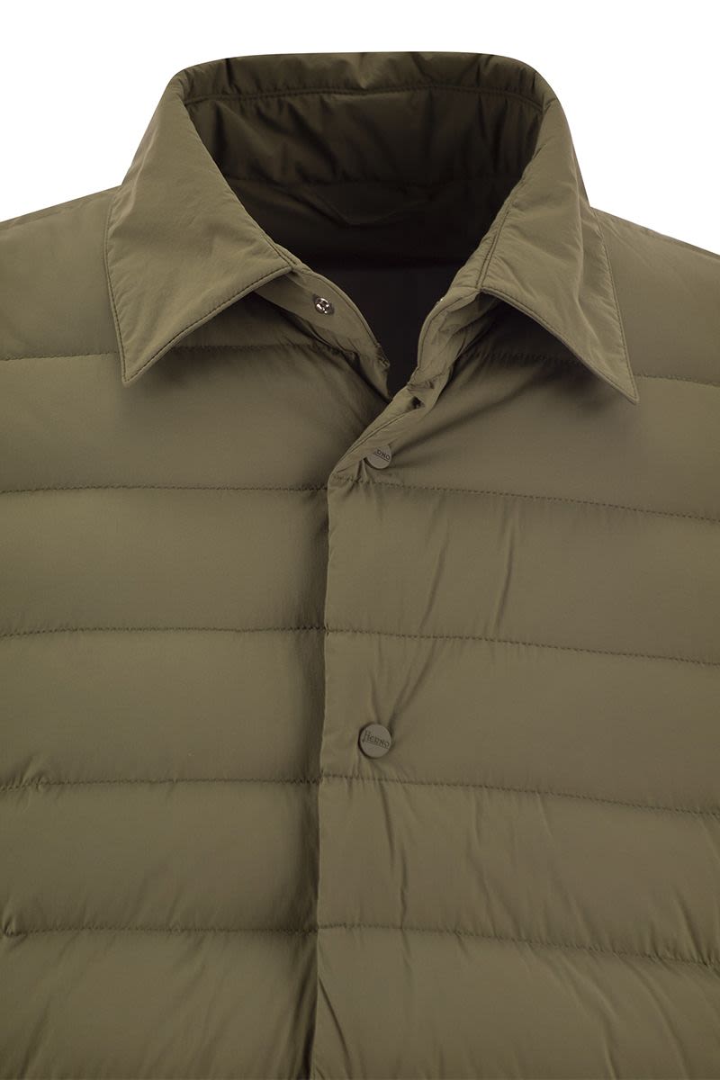 Resort shirt down jacket in light stretch nylon - VOGUERINI