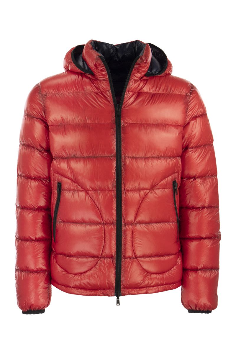 Reversible down jacket with hood - VOGUERINI