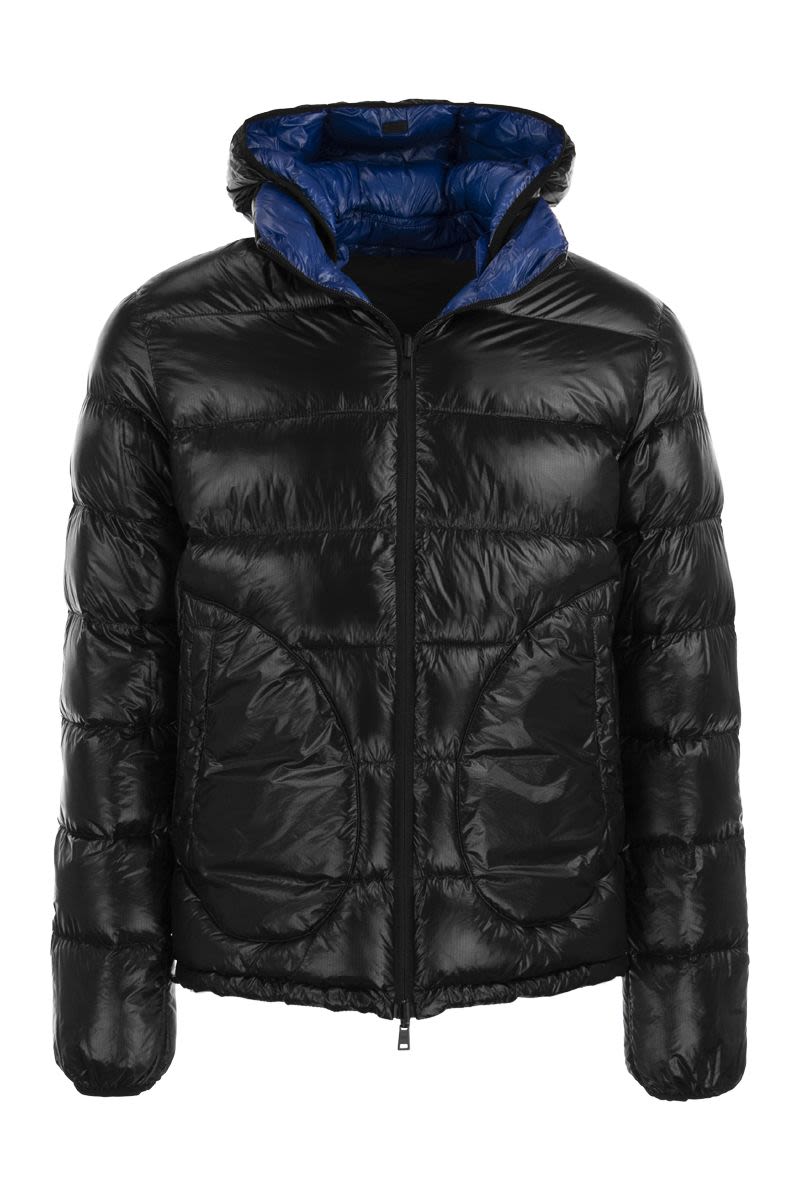 Reversible down jacket with hood - VOGUERINI