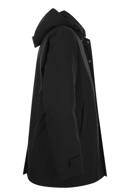 Long down jacket with hood - VOGUERINI