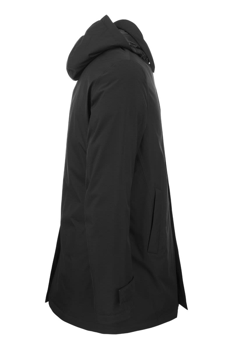 Long down jacket with hood - VOGUERINI