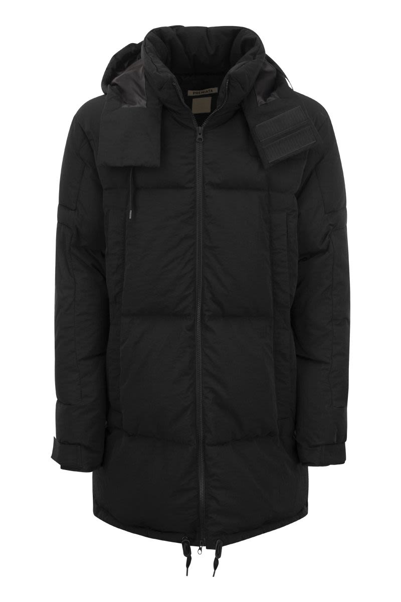 SHIVAPURI - Long down jacket with hood - VOGUERINI