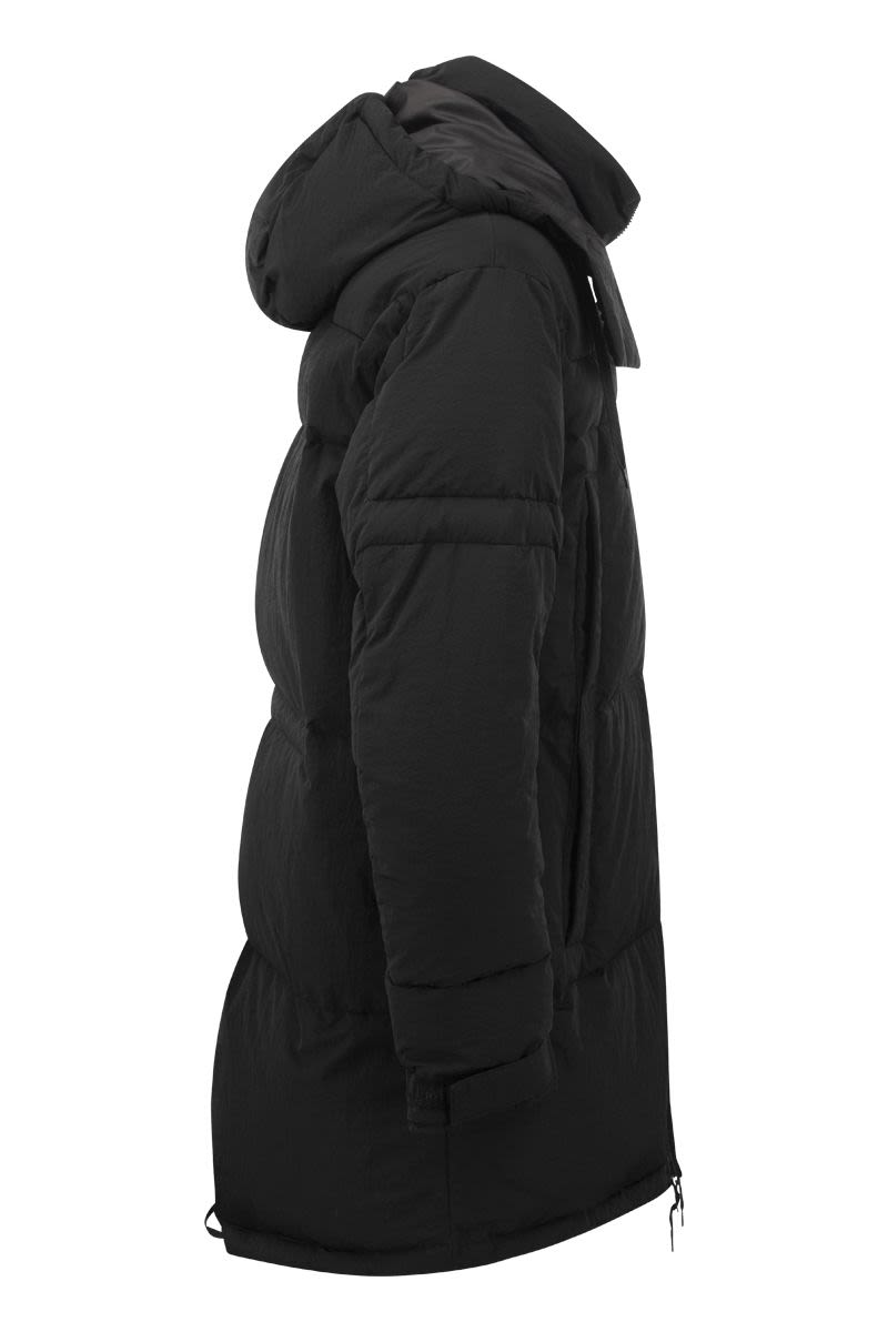 SHIVAPURI - Long down jacket with hood - VOGUERINI