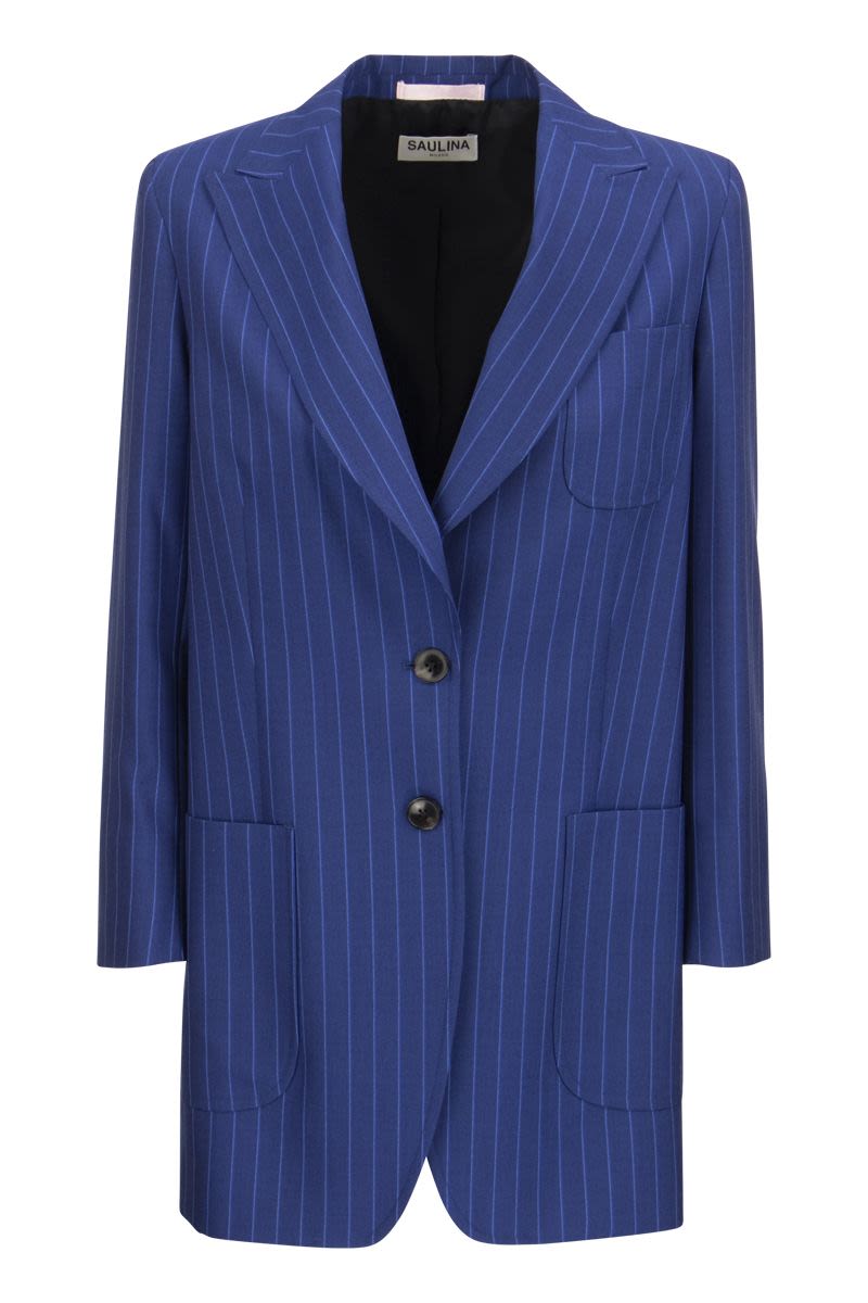 ALBA - Single-breasted Pinstripe Jacket - VOGUERINI