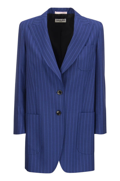 ALBA - Single-breasted Pinstripe Jacket - VOGUERINI