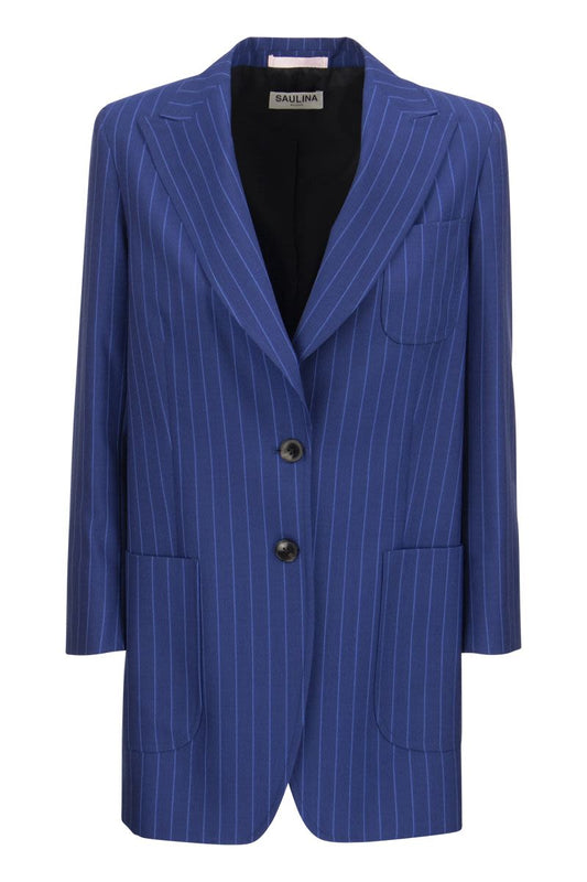 ALBA - Single-breasted Pinstripe Jacket - VOGUERINI