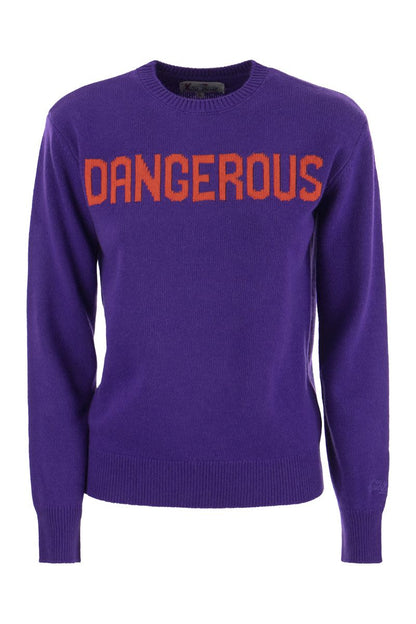 Wool and cashmere blend jumper with DANGEROUS embroidery - VOGUERINI