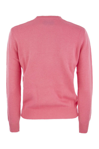 Wool and cashmere blend jumper with FAVOLOSA embroidery - VOGUERINI