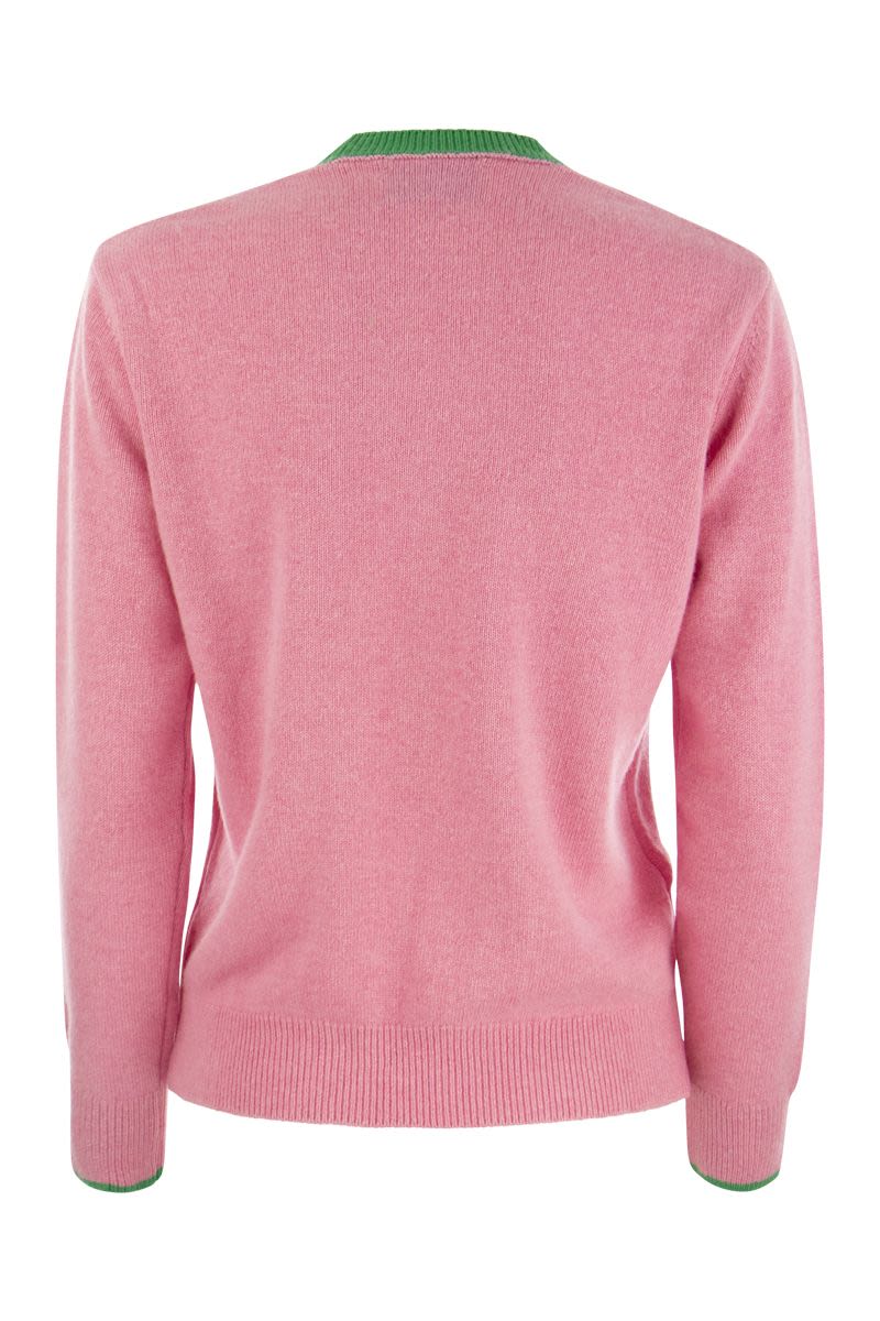 Wool and cashmere blend jumper with VODKA VS YOGA embroidery - VOGUERINI