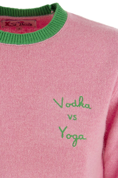Wool and cashmere blend jumper with VODKA VS YOGA embroidery - VOGUERINI