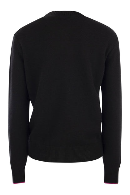 Wool and cashmere blend jumper with COMPLICATA embroidery - VOGUERINI