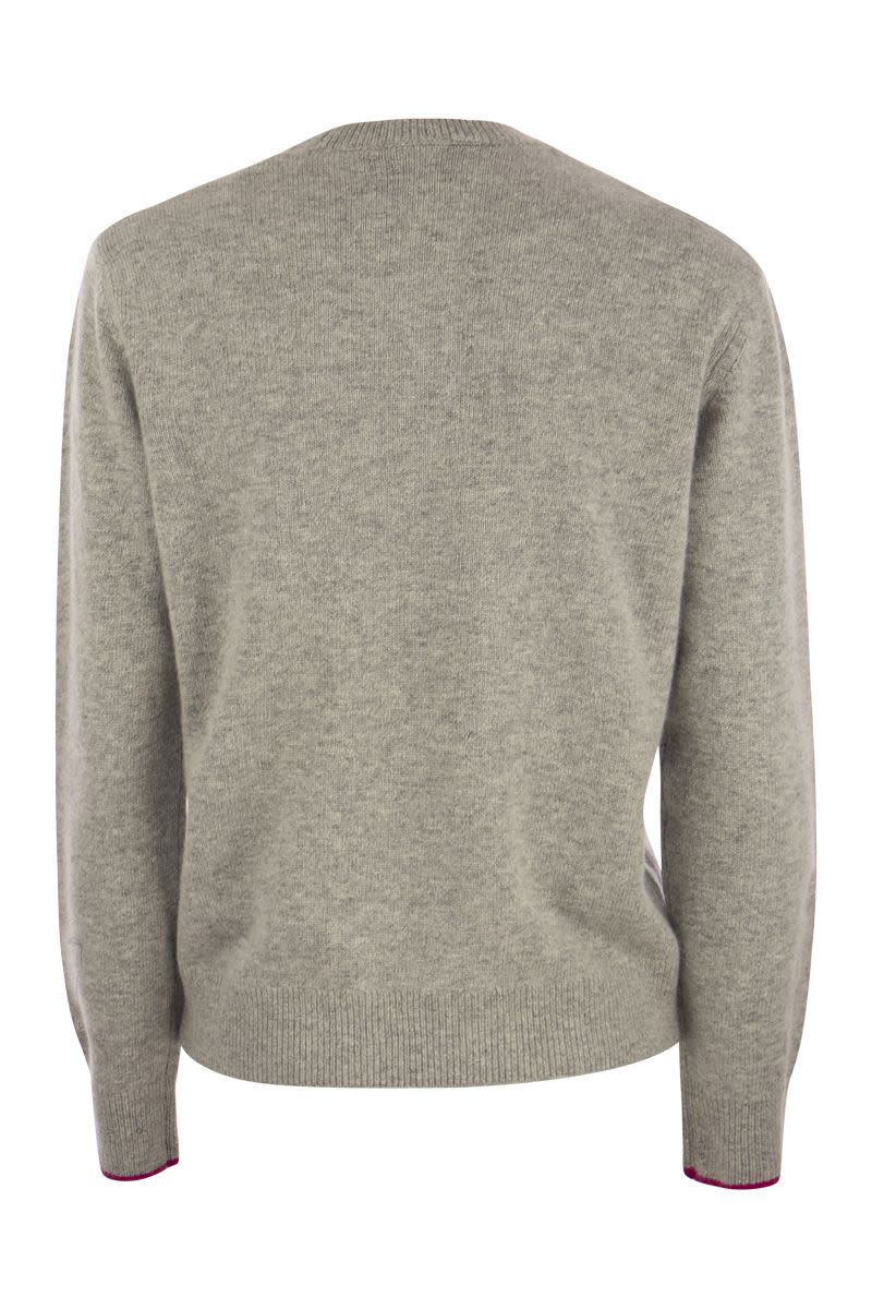 Wool and cashmere blend jumper with LA VEDO GRIGIA embroidery - VOGUERINI