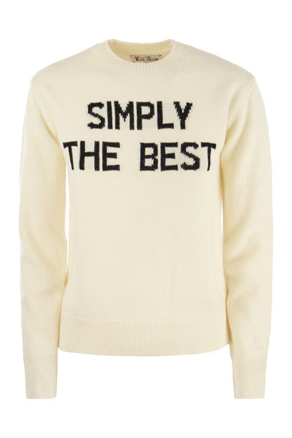Wool and cashmere blend jumper with SIMPLY THE BEST embroidery - VOGUERINI