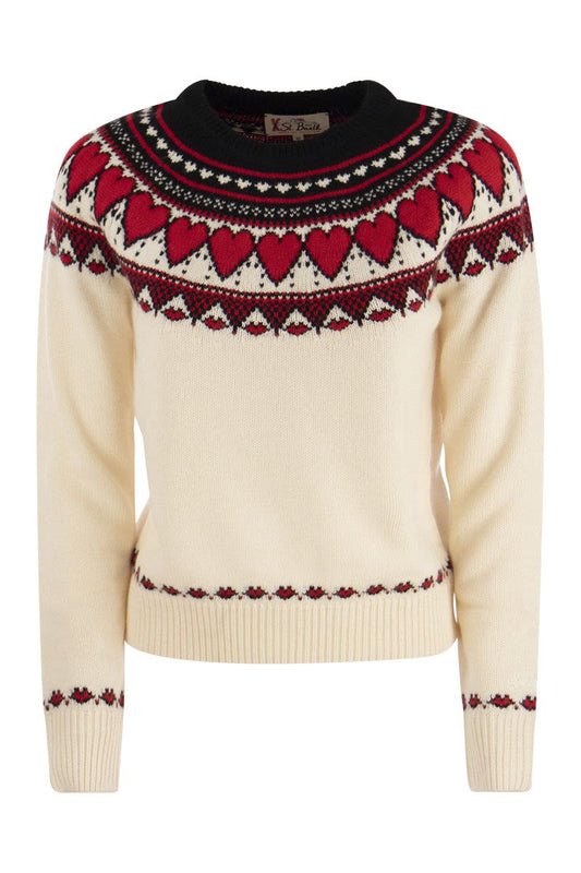 Nordic-style heart pattern jumper - VOGUERINI