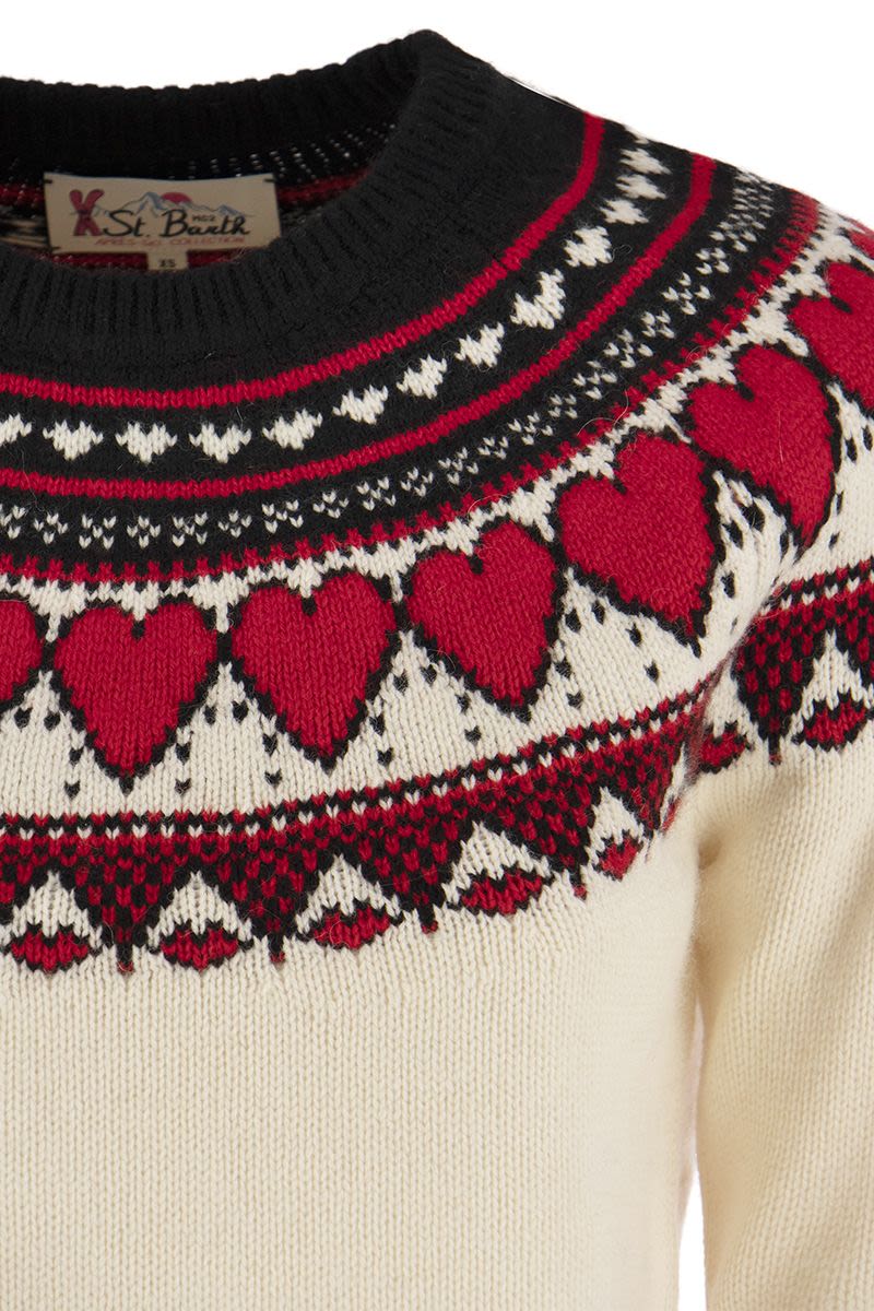 Nordic-style heart pattern jumper - VOGUERINI