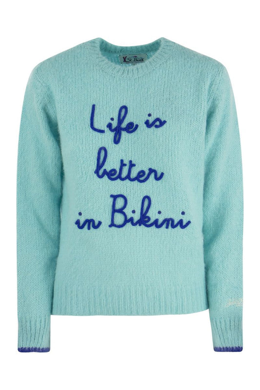 Alpaca-blend jumper with embroidery - VOGUERINI